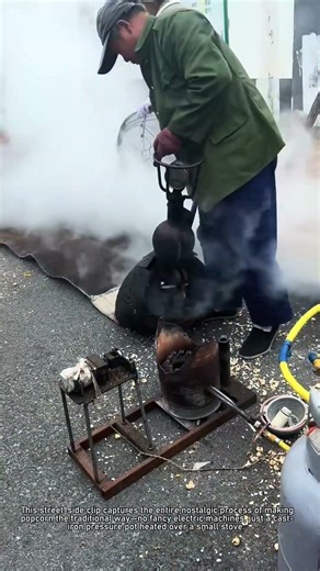 Traditional Old-Fashioned Popcorn Making on the Street