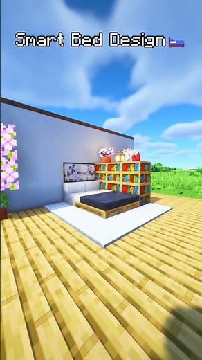 Smart Bed Design with Bookshelves in Minecraft🛏️ | Easy Build Tutorial #minecraft #minecraftbeauty