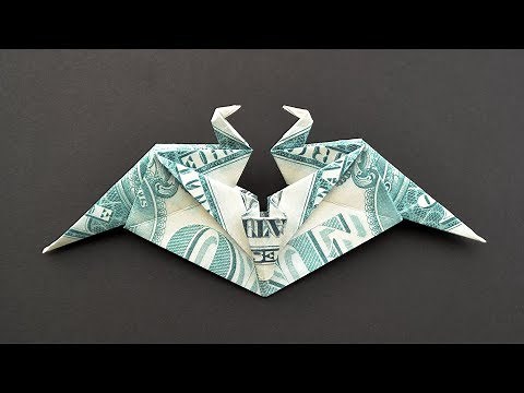 TWO MONEY CRANES in the nest | Origami Bird Dollar Tutorial Moneygami DIY
