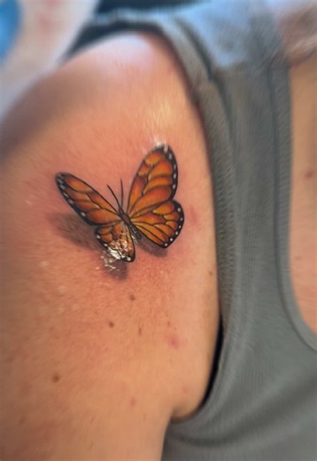 Stunning 3D Monarch Butterfly Tattoo Transformation