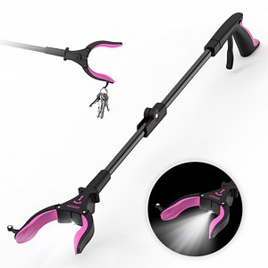 KEKOY 32'' Folding Grabber Reacher Tool with Light, Trash Grabber Reaching Pick up Aluminum Purple