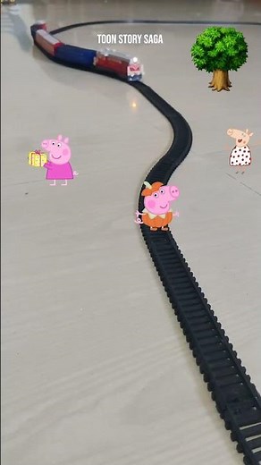 Peppa Pig George is on the railway track and the train is approaching fast | Peppa Pig Cartoon