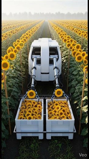 AI Robot Fast Sunflower Harvesting 🌻 | Future Farming Technology | Satisfying Video | #shorts