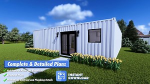Modern 3 Bedroom Container Home Plans | 40x32 DIY Shipping Container House | 3 Bed 2.5 Bath Floor Plan W/ Island Kitchen & Wet Bar - Etsy