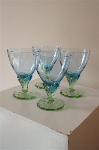 Set of 4 Vintage Bormioli Rocco Bahia Glasses | Italian Colorful Dessert or Cocktail Glasses | Retro Drinking Glass - Etsy