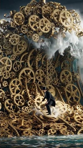 Surfing the Waves of Time 🕰️⚙️ | Surreal Steampunk Art #shorts