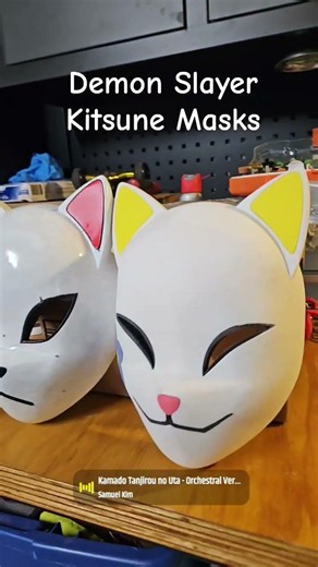 Demon Slayer kitsune masks. Work still in progress.