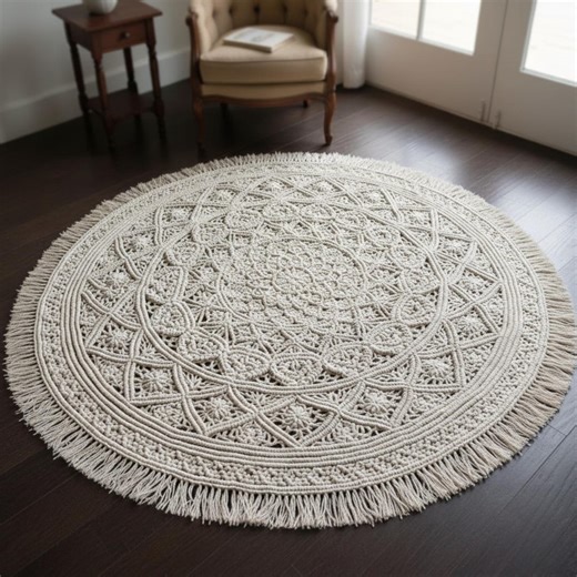 Handmade Macramé Decorative Floor Art Rug – Textured Organic Cotton Round Mandala Boho Home Decor Accent - Etsy Canada