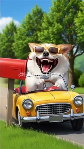 Dog driving funny video 😂😂 #funny #cartooncomedy