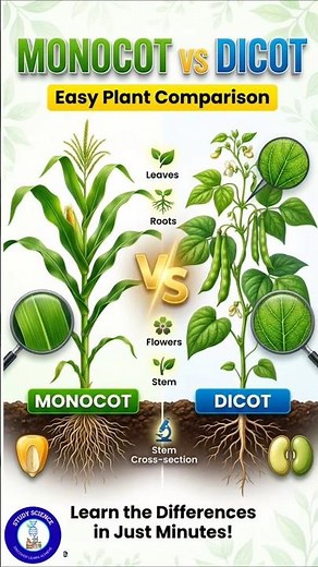 How to differentiate between Monocotyledon and Dicotyledon? | Difference between monocots and dicots
