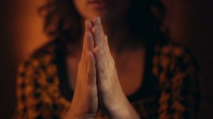 Hand gestures. Woman praying to god.
