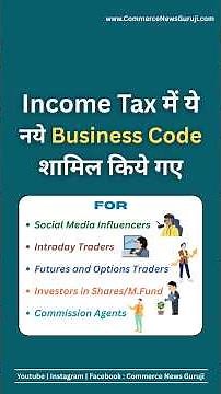 Newly added Business Codes in Income Tax.
