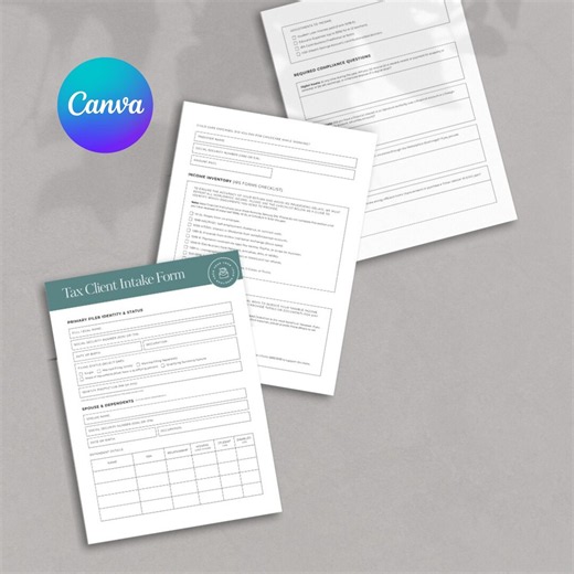Tax Client Intake Form Canva Template Editable Accountant Onboarding Checklist Business Client Questionnaire Printable Bookkeeper Onboarding - Etsy