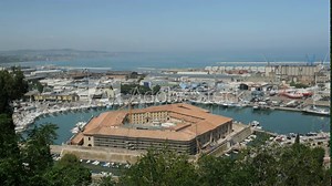 Ancona, Italy, aerial view of the Lazzaretto pentagonal building