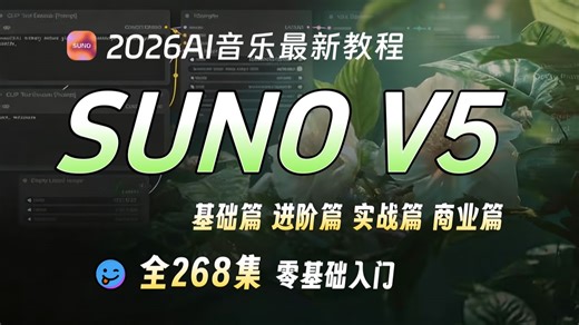 【最强AI音乐suno全268集】价值13980保姆级SUNO全系列教程！从0-1精通AI音乐创作（附提示词模版）