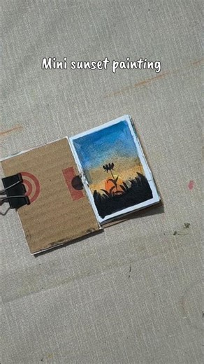 🌅Mini Sunset Painting | DIY Small Canvas Art | Easy Acrylic Art Idea 🎨✨#shorts