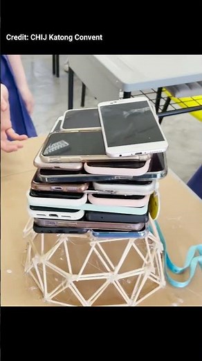 Students make geodesic domes out of satay sticks and gummies