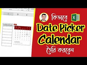 How to add Date Picker/Calendar to cells in Excel Bangla easily #01