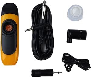 Electric Kazoo, 4.3 Professional Kazoo with Pickup & Adapter, Adjustable Tone Musical Instruments, Colorful Kazoos with Flute Diaphragms, Food Grade Mouthpiece for Music Lovers (Lemon Yellow)
