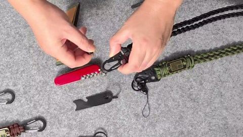 Heavy Duty Key Lanyard w/Cool USA Flag for Keys Mens, Durable Braided Paracord Lanyard for ID Badges Whistle Camera, Rope Keychain Necklace Strap Camping Hiking Fishing Cycling, Black&Blue