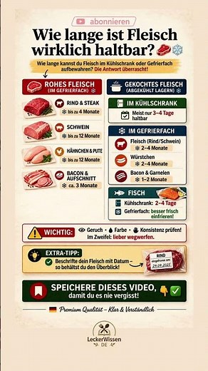 Wie lange ist Fleisch haltbar? 🥩❄️ Die wichtigsten Lagerzeiten einfach erklärt!