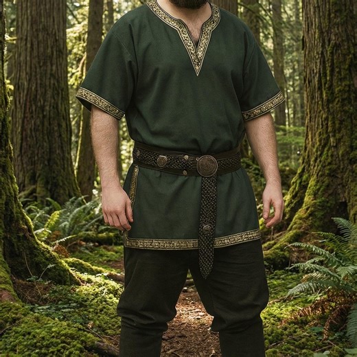 Green Viking Tunic Men's Arvid Norse Knot Shirt, Medieval Costume, LARP Outfit - Etsy