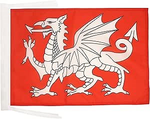 AZ FLAG English White Dragon Flag 18'' x 12'' cords - England SMALL flags 30 x 45cm - Banner 18x12 in