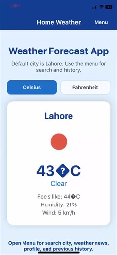 #reactnative #expo #mobileappdevelopment #javascript #studentproject #weatherapp #learningbybuilding | Abu Bakar Akram