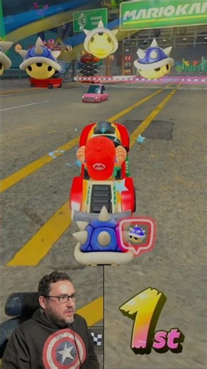 Mario Kart Blue Shell Chaos: Will He Finish The Race? #shorts