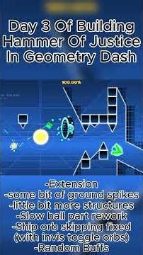 Building Hammer Of Justice In GD // DAY 3 #deltarune #dailyshorts #geometrydash