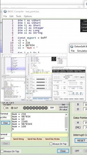 8085 Simulator IDE with Basic Compiler, Assembler, Disassembler, Debugger