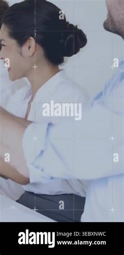 Vertical video: Team sitting in finance meeting, man reaching charts moving and analyzing data. Coworkers, collaboration, graphs, presentation, office, business, vertical video Stock Video Footage - Alamy