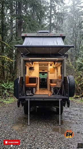 ☔️ HEAVY RAIN CAMPING IN A Storyteller Overland GXV Wild (ALONE) #Shorts #trenD