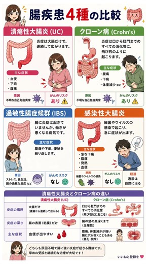その腹痛、どの病気？腸疾患4種（UC・クローン病・IBS・感染性）の違いとリスクを徹底解説｜がんのリスクや症状の見極め方を専門的にガイド！