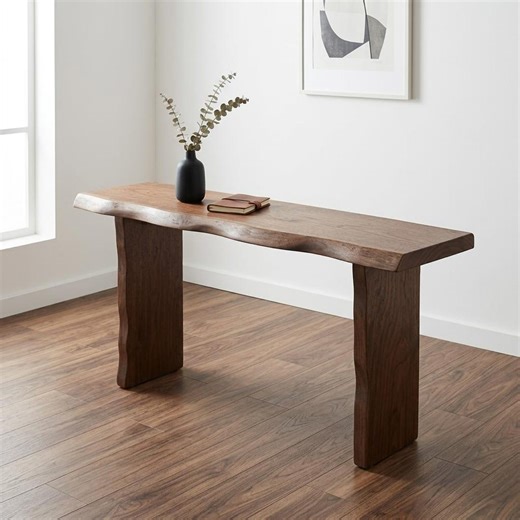 Rustic Wood Console Table Custom Live Edge Long Console Carved Wooden Narrow Entryway Tables - Etsy