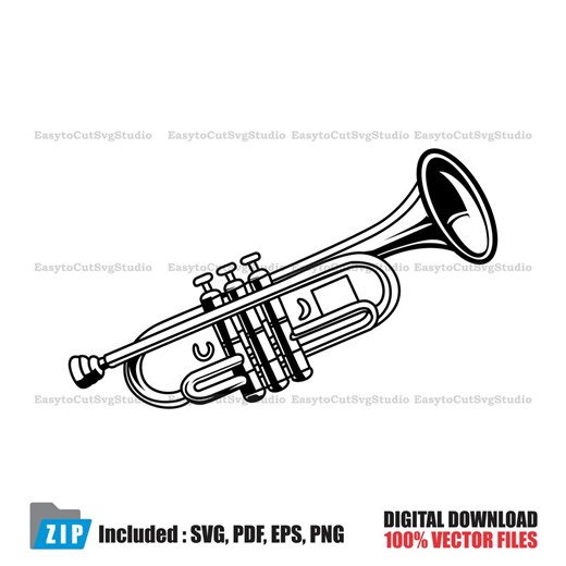 Trumpet SVG: Music Instrument Vector Jazz Band Cricut PNG Printable Design (digital Download) - Etsy