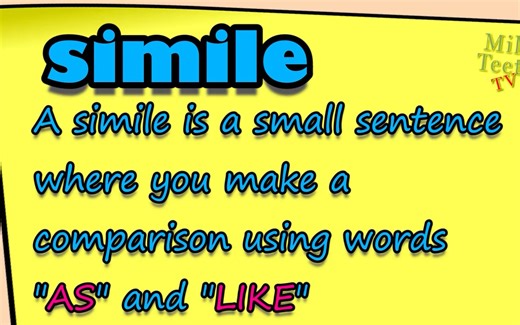 Simile for grades 2 - 5 with examples using AS and Like 40 Common Easy Simile ex