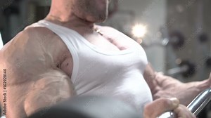 Close up demonstration of doing deadlift by champion of bodybuilding