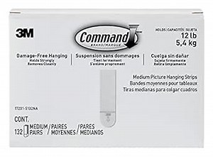 Command 10 lb Medium 132 Pairs Picture Hanging Strips (264 Strips), Damage-Free Hangers for Picture Frames, No Tools Required, Great for Home Room Wall Decor, White Adhesive