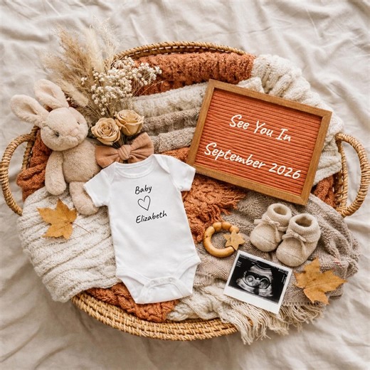 Minimal Spring Pregnancy Announcement Shocked Neutral Baby Announcement Canva Social Media Reveal Autumn Baby Reveal Flower - Etsy