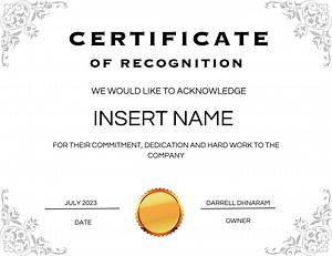 Editable Recognition Certificate Template: Elegant Employee Awards (digital Download) - Etsy