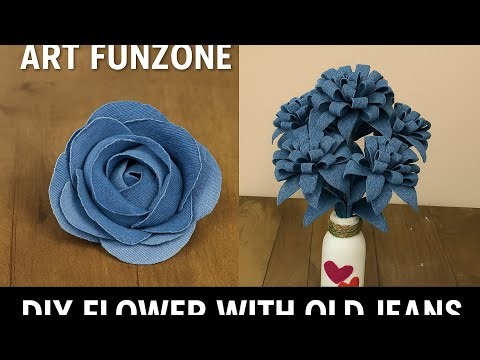 Denim Flower Making | Unique DIY with Old Jeans| Convert Old to New #jeans #flowers #bestoutofwaste