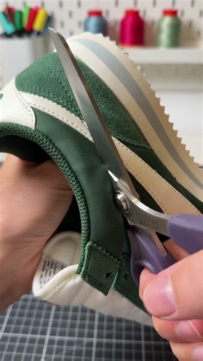 Asmr Nike sneaker customization 💚✨ results posted 👀 #nikecortez #customnikes #customsneakers #asmr