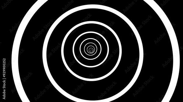Abstract circles animation on a black background creating an optical illusion of depth and movement.