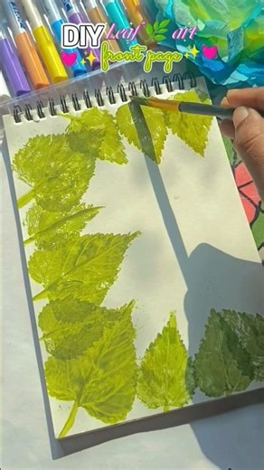 Hindi Note book front page 📖✨😍 ideas 🌷🌿 #viralart #painting #leafart #viralshorts