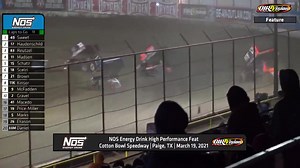 NOS Energy Drink High Performance Feat of the Weekend: Sheldon Haudenschild and Stenhouse Jr/Marshall Racing became the first repeat winners of 2021 on Friday night at Cotton Bowl Speedway. He did so with a thrilling drive through lap traffic, passing Brad Sweet with 10 laps to go and never looking back! | World of Outlaws Sprint Car Series