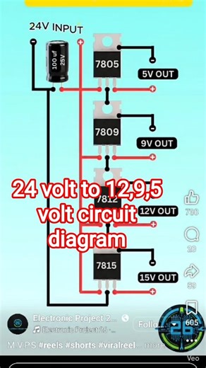 24 volt to 12,9,5 volt circuit diagram