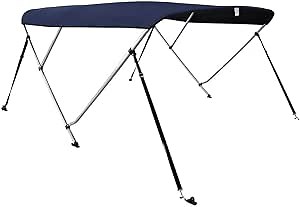 VINGLI 3 Bow Bimini Top Boat Cover Waterproof Sun Shade Boat Canopy with Storage Boot 6'L x 46" H x 73"-78" W Navy Blue