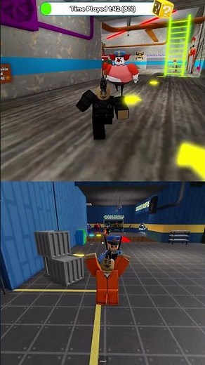 JR Police and Clown Barry BOTH Jumpscared Me in Prison Escape #roblox #shorts