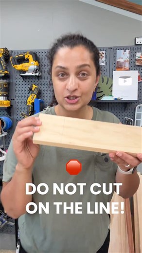 If your cuts keep ending up just a little too short... this might be why.👇🏼 It all comes down to something most beginners don’t even know about. Kerf. Kerf is the gap your blade leaves as it cuts. or rather the part of the board that turns into sawdust when the blade goes through it. And if you cut through your line instead of next to it, your measurement will be off. To fix it: ✔ Align the edge of your blade with the waste side of the line and cut. Lasers are good but a visual check is always
